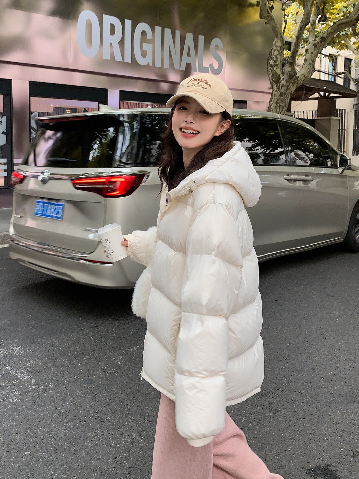 Long Sleeve Hooded Loose Cropped Puffer Jacket for Women