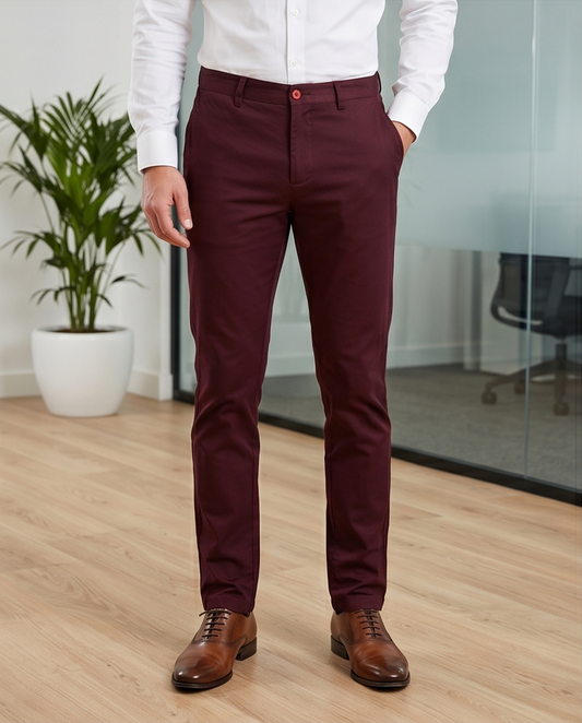 Burgundy Slim-Fit Stretch Chino-0