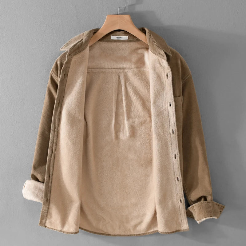 New Designer Italy Quality Brand Shirts For Men Fashion Cotton Corduroy Warm Long-sleeve Thickened Plus Size Top Clothes Camisa