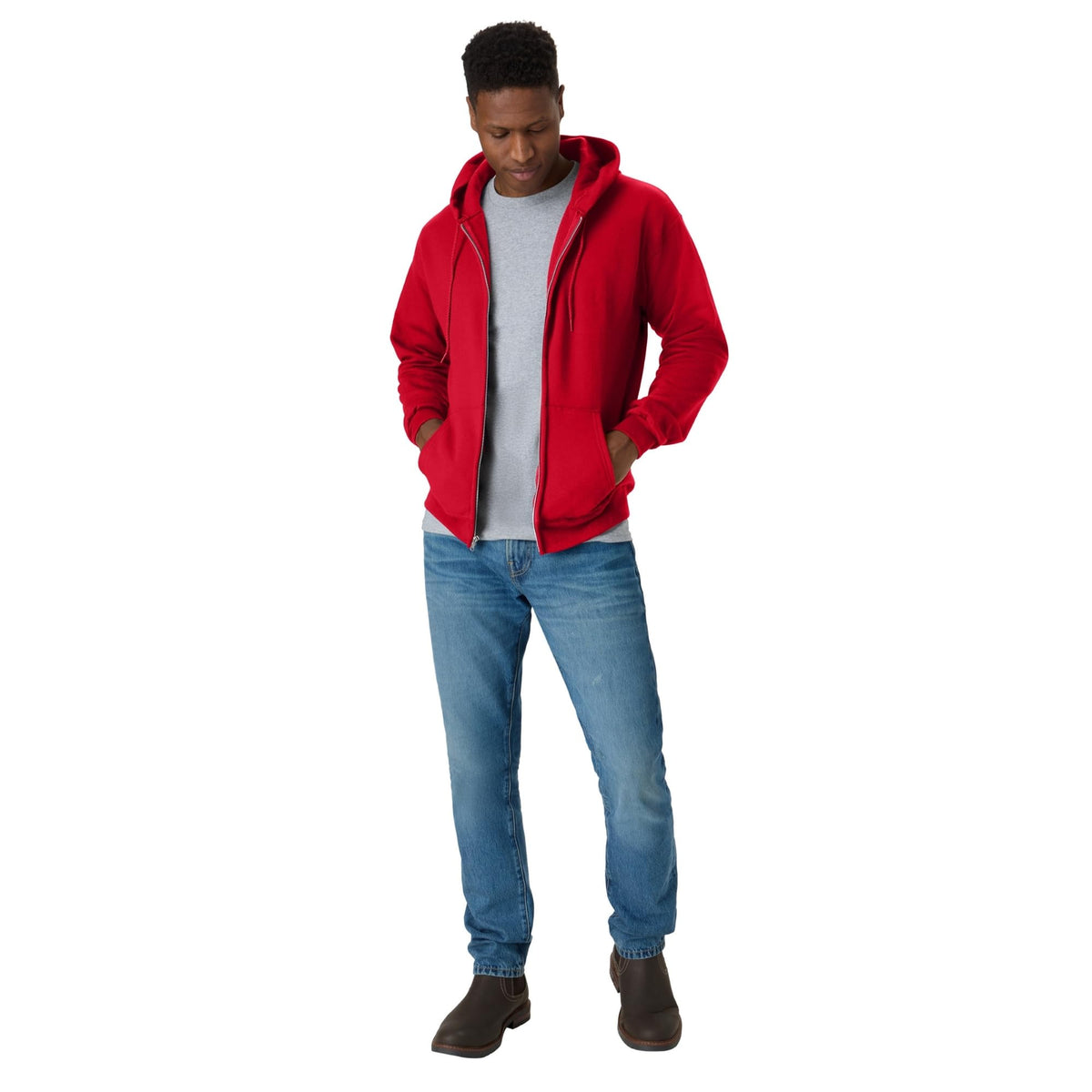 Hanes EcoSmart fleecevest met capuchon en ritssluiting voor heren