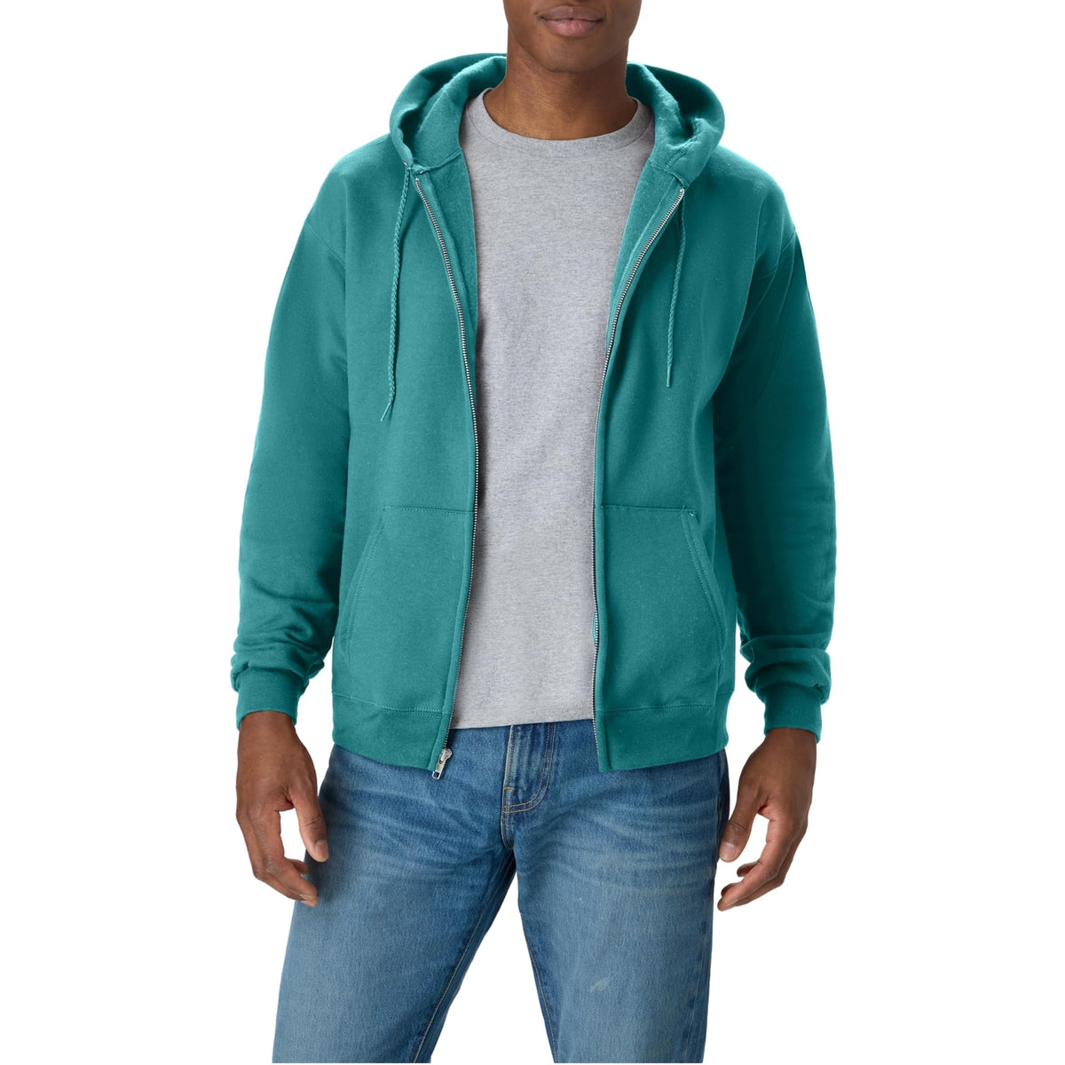 Hanes EcoSmart fleecevest met capuchon en ritssluiting voor heren
