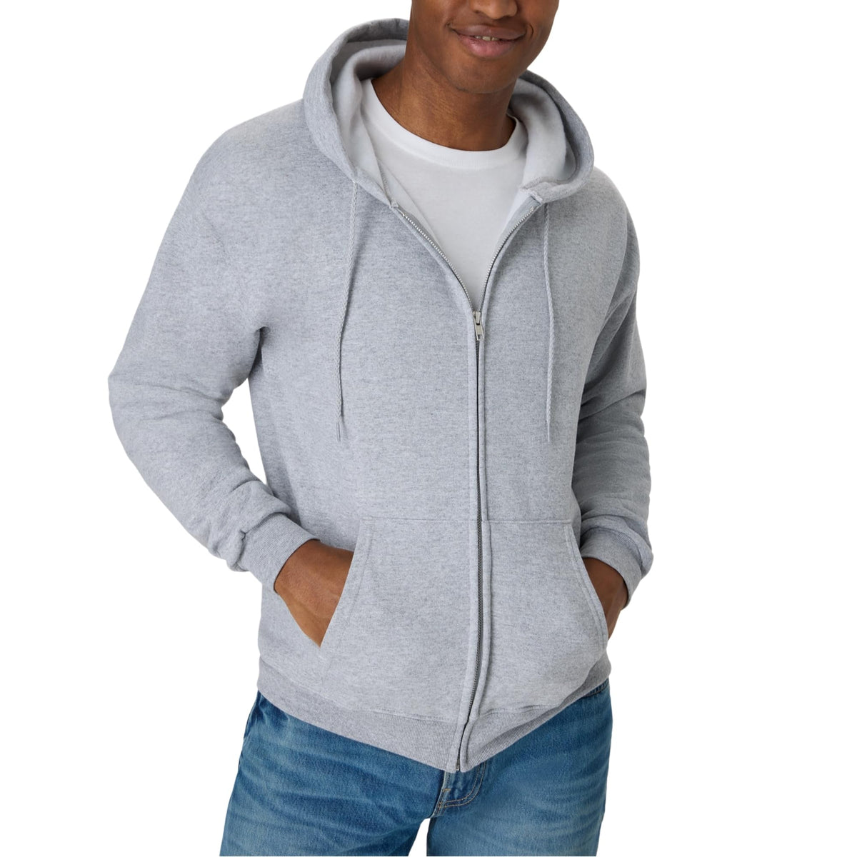 Hanes EcoSmart fleecevest met capuchon en ritssluiting voor heren