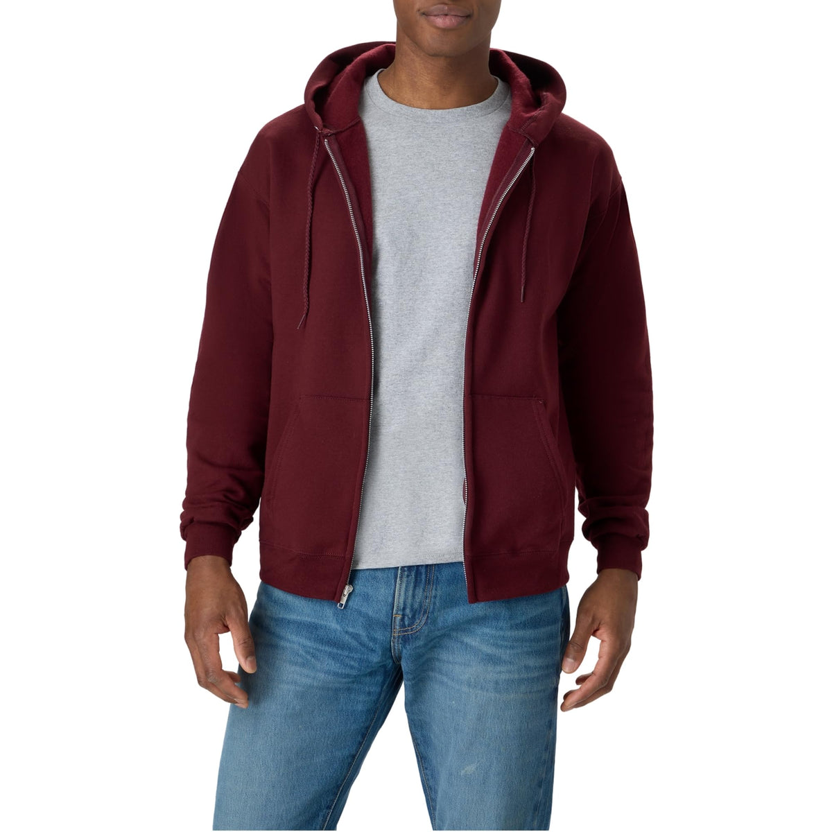 Hanes EcoSmart fleecevest met capuchon en ritssluiting voor heren
