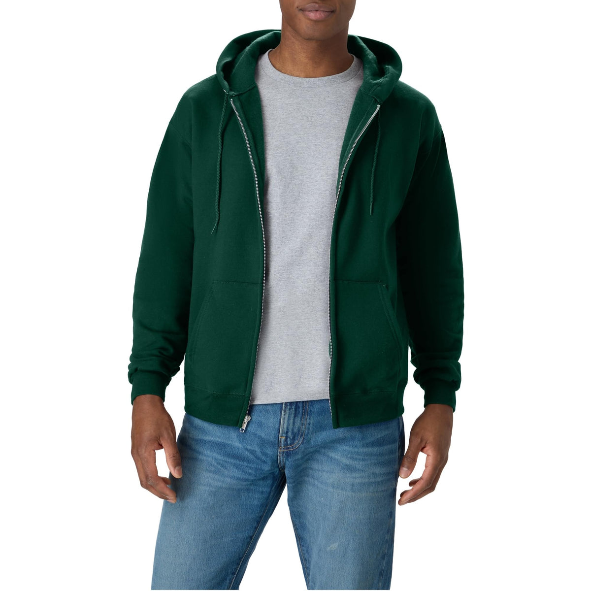 Hanes EcoSmart fleecevest met capuchon en ritssluiting voor heren