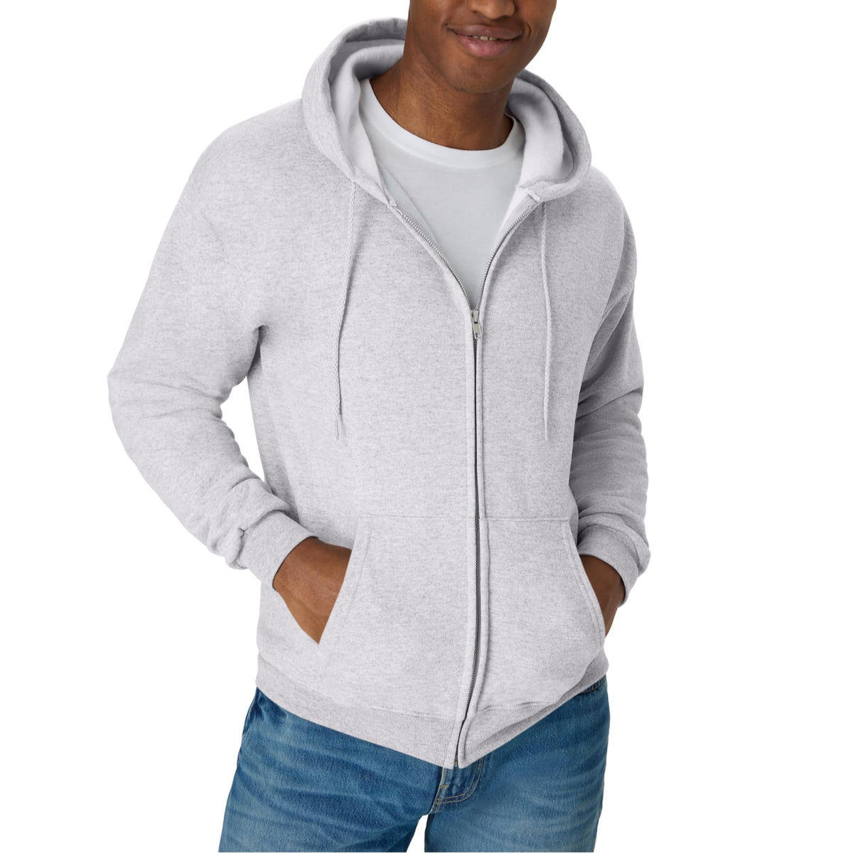 Hanes EcoSmart fleecevest met capuchon en ritssluiting voor heren
