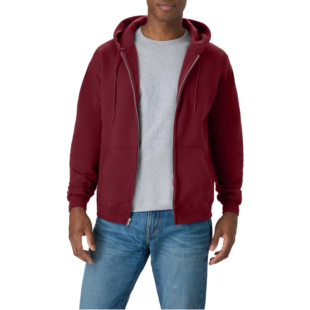 Hanes EcoSmart fleecevest met capuchon en ritssluiting voor heren