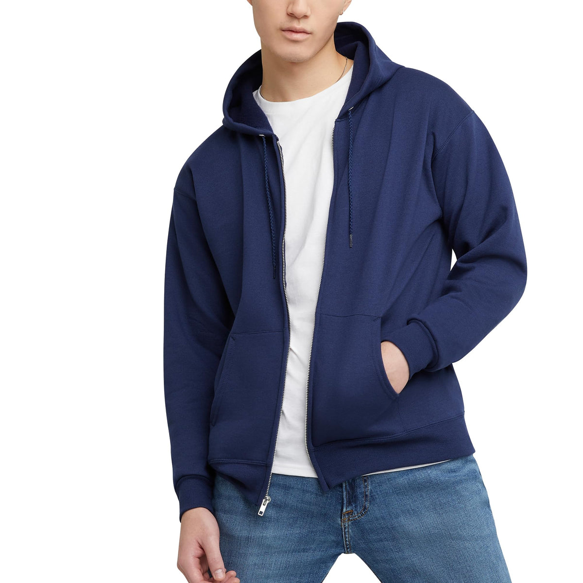 Hanes EcoSmart fleecevest met capuchon en ritssluiting voor heren