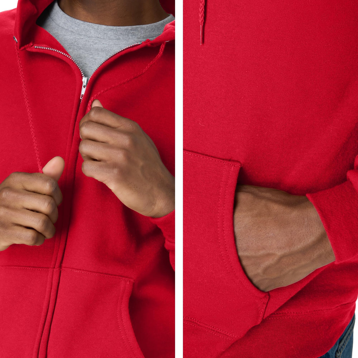 Hanes EcoSmart fleecevest met capuchon en ritssluiting voor heren