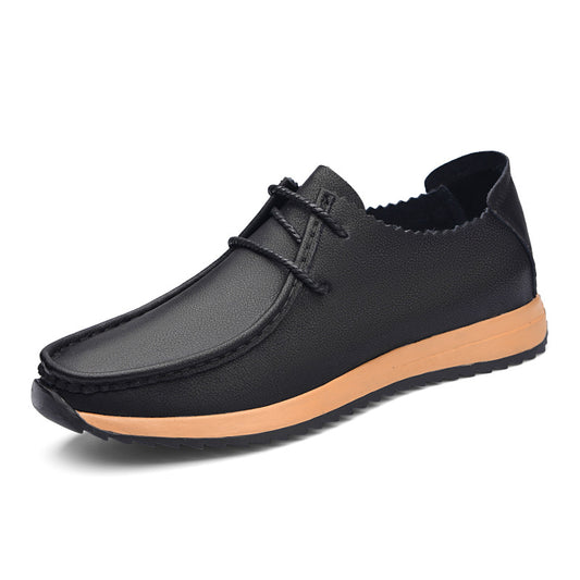 Casual breathable lace up lazy shoes retro leather shoes for men
