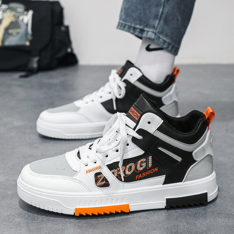 Shoes for men, trendy shoes for high school students, casual board shoes for men, versatile shoes for men, mid top sports, white shoes