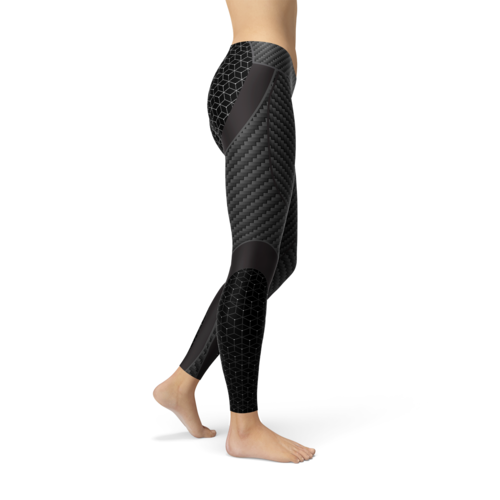 Lange sportlegging voor dames met carbonvezelprint