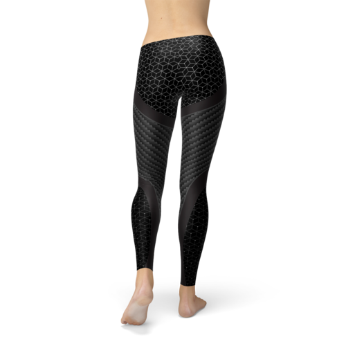 Lange sportlegging voor dames met carbonvezelprint