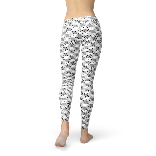 Lange sportlegging voor dames met zwart-witte dobbelsteenprint