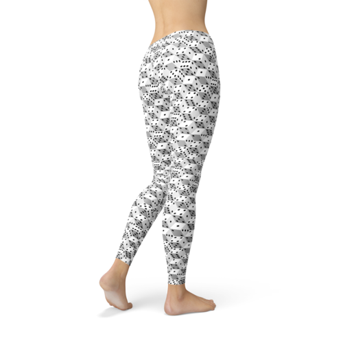 Lange sportlegging voor dames met zwart-witte dobbelsteenprint