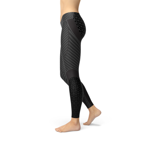 Lange sportlegging voor dames met carbonvezelprint