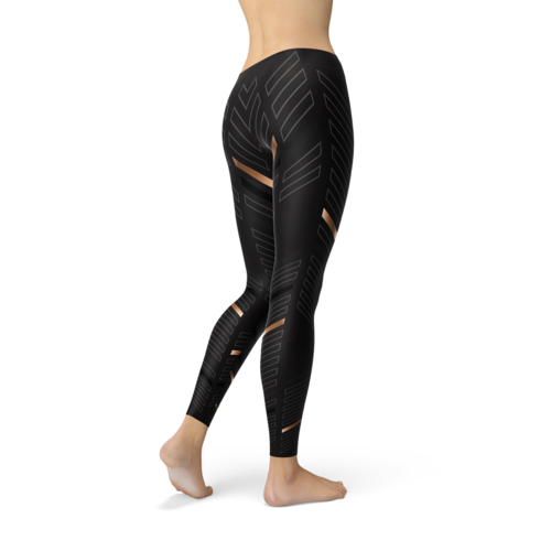 Lange sportlegging voor dames met zwarte strepen