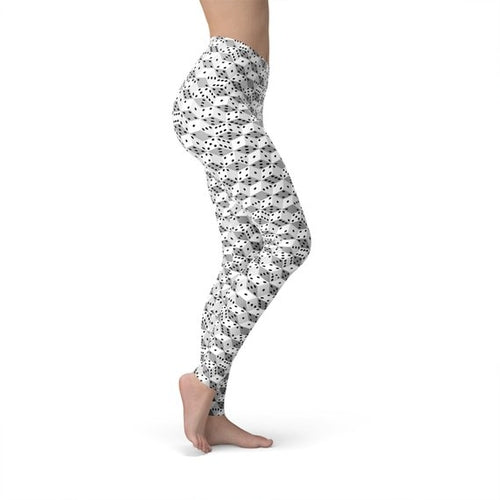 Lange sportlegging voor dames met zwart-witte dobbelsteenprint