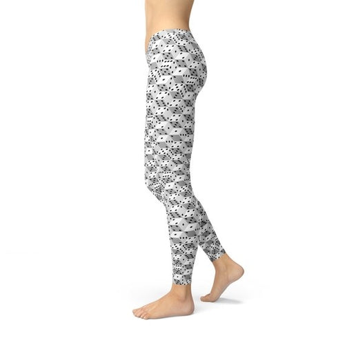 Lange sportlegging voor dames met zwart-witte dobbelsteenprint