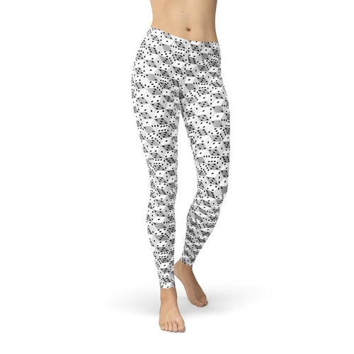 Lange sportlegging voor dames met zwart-witte dobbelsteenprint