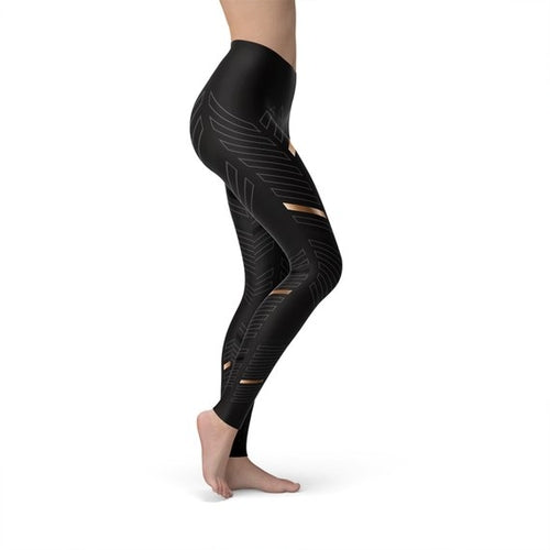 Lange sportlegging voor dames met zwarte strepen