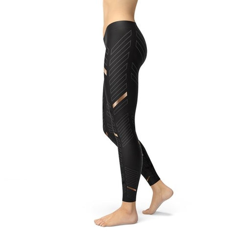 Lange sportlegging voor dames met zwarte strepen